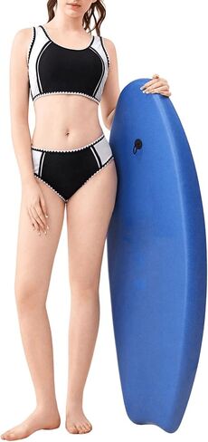 OYOANGLE Girl's 2 Piece Bikini Set Colorblock Scoop Neck Sleeveless Wireless Swimwear Bathing Suits in Saudi Arabia