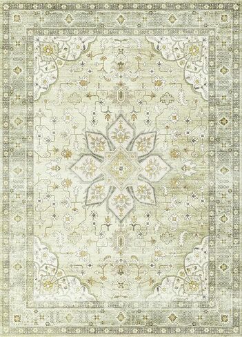 Valenrug Area Rug 8x10 - Stain Resistant Bedroom Rug, Anti Slip Machine Washable Rug, Vintage Tones Rugs for Living Room(8'x10', Green) in Saudi Arabia