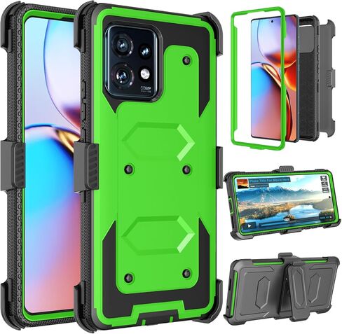 حافظة Takfox Moto Edge Plus 2023، لهاتف Motorola Edge+ (2023) حافظة 5G UW، حافظة بمشبك حزام بمسند لكامل الجسم من الدرجة العسكرية، غطاء هاتف متين مقاوم للصدمات - أسود in Kuwait