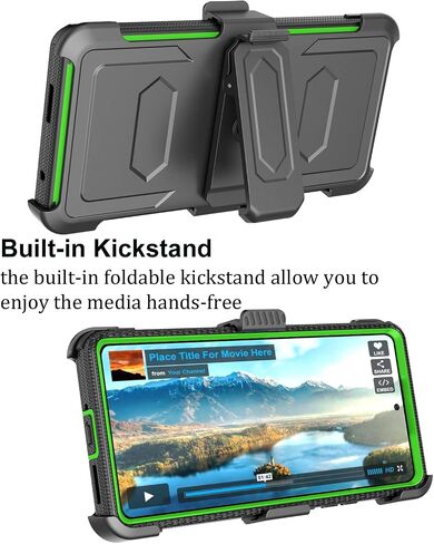 حافظة Takfox Moto Edge Plus 2023، لهاتف Motorola Edge+ (2023) حافظة 5G UW، حافظة بمشبك حزام بمسند لكامل الجسم من الدرجة العسكرية، غطاء هاتف متين مقاوم للصدمات - أسود in Kuwait