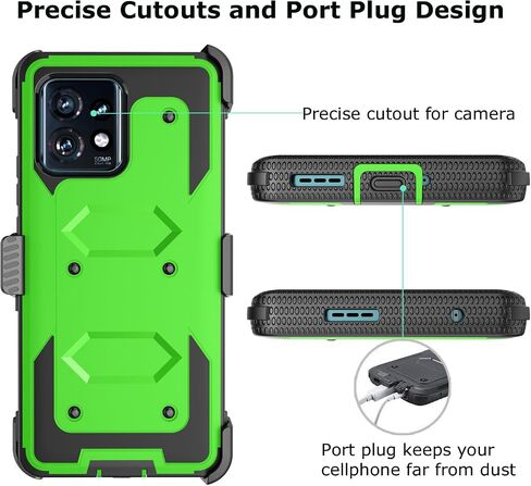 حافظة Takfox Moto Edge Plus 2023، لهاتف Motorola Edge+ (2023) حافظة 5G UW، حافظة بمشبك حزام بمسند لكامل الجسم من الدرجة العسكرية، غطاء هاتف متين مقاوم للصدمات - أسود in Kuwait