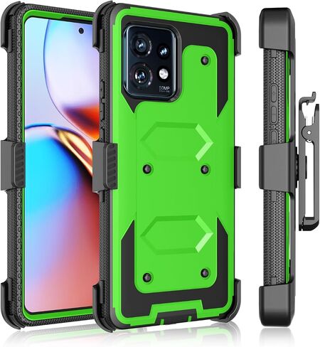 حافظة Takfox Moto Edge Plus 2023، لهاتف Motorola Edge+ (2023) حافظة 5G UW، حافظة بمشبك حزام بمسند لكامل الجسم من الدرجة العسكرية، غطاء هاتف متين مقاوم للصدمات - أسود in Kuwait