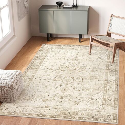 Valenrug Area Rug 8x10 - Stain Resistant Bedroom Rug, Anti Slip Machine Washable Rug, Vintage Tones Rugs for Living Room(8'x10', Green) in Saudi Arabia