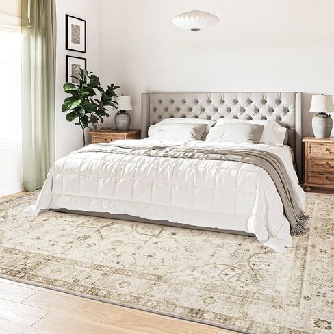 Valenrug Area Rug 8x10 - Stain Resistant Bedroom Rug, Anti Slip Machine Washable Rug, Vintage Tones Rugs for Living Room(8'x10', Green) in Saudi Arabia