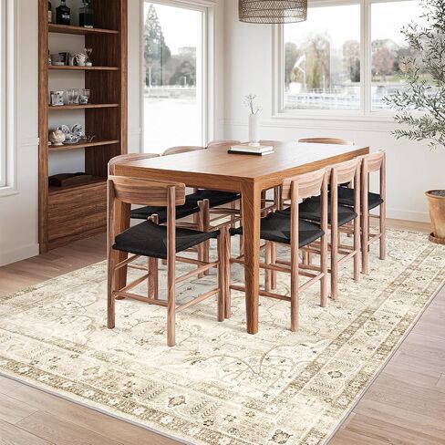 Valenrug Area Rug 8x10 - Stain Resistant Bedroom Rug, Anti Slip Machine Washable Rug, Vintage Tones Rugs for Living Room(8'x10', Green) in Saudi Arabia