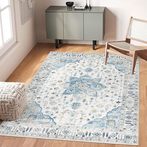Valenrug Area Rug 8x10 - Stain Resistant Bedroom Rug, Anti Slip Machine Washable Rug, Vintage Tones Rugs for Living Room(8'x10', Green) in Saudi Arabia