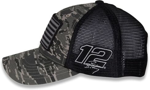 Ryan Blaney #12 NASCAR 2024 Green Digital Camo USA Flag Snapback Black Mesh Hat in Saudi Arabia