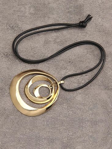 Jeilwiy Leather Necklace For Women Funky Necklace Choker String Cord Necklace with Pendant Boho Style Jewelry in Saudi Arabia