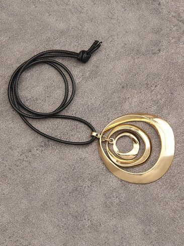 Jeilwiy Leather Necklace For Women Funky Necklace Choker String Cord Necklace with Pendant Boho Style Jewelry in Saudi Arabia