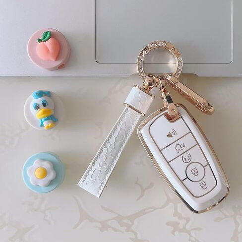 Key fob Cover.Two different materials keychain Accessories，5 colors TPU key Cover .for Ford 4/5 Buttons Smart Key (green-A) in Saudi Arabia