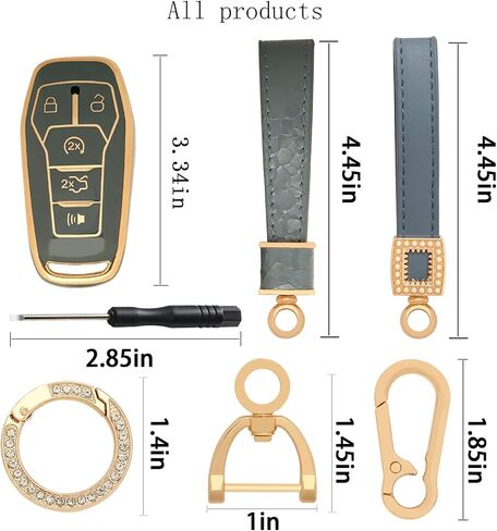 Key fob Cover.Two different materials keychain Accessories，5 colors TPU key Cover .for Ford 4/5 Buttons Smart Key (green-A) in Saudi Arabia