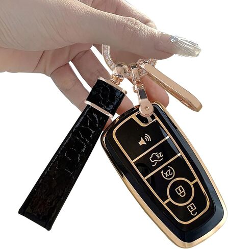 Key fob Cover.Two different materials keychain Accessories，5 colors TPU key Cover .for Ford 4/5 Buttons Smart Key (green-A) in Saudi Arabia
