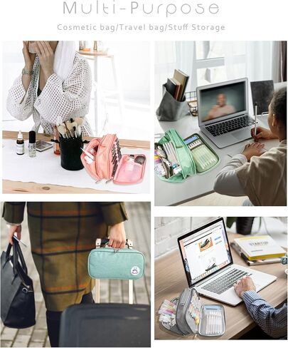 Pencil Case Pen Bag Holder Pouch Large Handle Big Capacity Desk Organizer Storage Marker Box Stationary Makeup Cosmetic Double Zippers for School Office Students Teen in Saudi Arabia