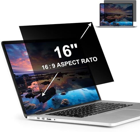 LILIONGTH 16 بوصة 16:9 واقي شاشة خصوصية للكمبيوتر المحمول، واقي شاشة فلتر الخصوصية لأجهزة الكمبيوتر المحمول مقاس 16 بوصة، واقي شاشة خصوصية مضاد للوهج والوهج لأجهزة Lenovo وHP وDell وASUS in Kuwait