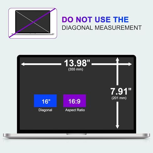 LILIONGTH 16 بوصة 16:9 واقي شاشة خصوصية للكمبيوتر المحمول، واقي شاشة فلتر الخصوصية لأجهزة الكمبيوتر المحمول مقاس 16 بوصة، واقي شاشة خصوصية مضاد للوهج والوهج لأجهزة Lenovo وHP وDell وASUS in Kuwait