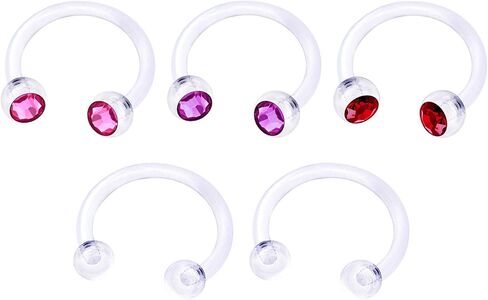 5 قطعة Bioflex أكريليك واضح 16 جرام الغضروف حدوة الحصان هوب ثقب المجوهرات الحاجز الزنمة الحاجب 3 مللي متر كريستال الكرة المزيد من الخيارات in Kuwait