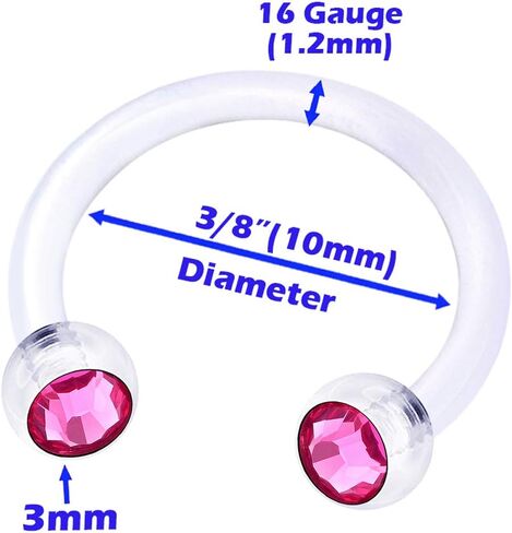 5 قطعة Bioflex أكريليك واضح 16 جرام الغضروف حدوة الحصان هوب ثقب المجوهرات الحاجز الزنمة الحاجب 3 مللي متر كريستال الكرة المزيد من الخيارات in Kuwait
