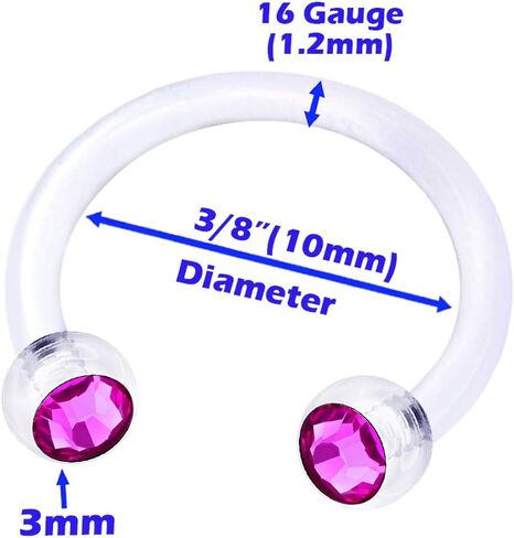 5 قطعة Bioflex أكريليك واضح 16 جرام الغضروف حدوة الحصان هوب ثقب المجوهرات الحاجز الزنمة الحاجب 3 مللي متر كريستال الكرة المزيد من الخيارات in Kuwait