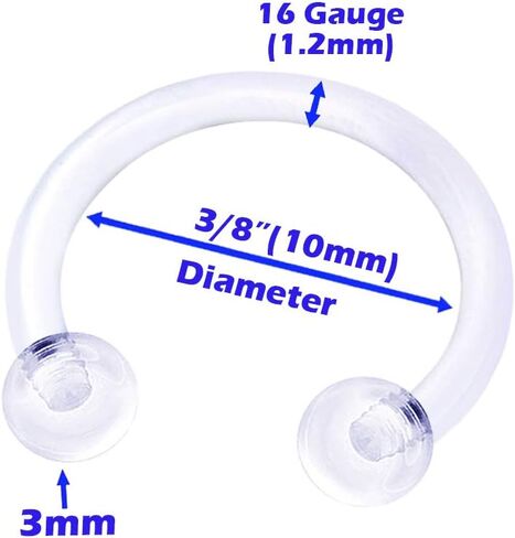 5 قطعة Bioflex أكريليك واضح 16 جرام الغضروف حدوة الحصان هوب ثقب المجوهرات الحاجز الزنمة الحاجب 3 مللي متر كريستال الكرة المزيد من الخيارات in Kuwait
