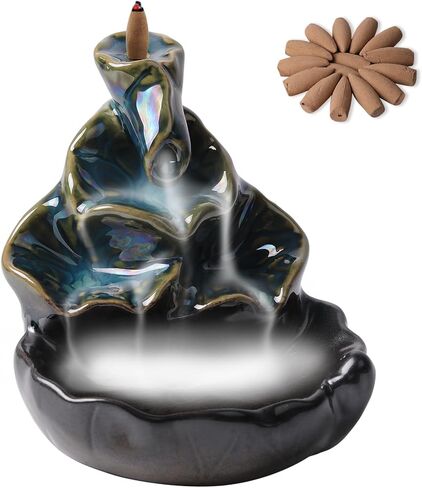 280 PCS Backflow Incense Cones with Waterfall Incense Burner Holder for Church Aromatherapy Relaxation Meditation Positivity Sensual Therapy Home Decor Yoga Reflux Incense (Lavender) in Saudi Arabia
