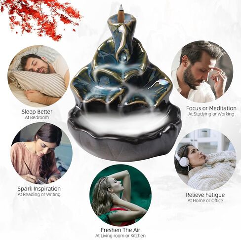 280 PCS Backflow Incense Cones with Waterfall Incense Burner Holder for Church Aromatherapy Relaxation Meditation Positivity Sensual Therapy Home Decor Yoga Reflux Incense (Lavender) in Saudi Arabia