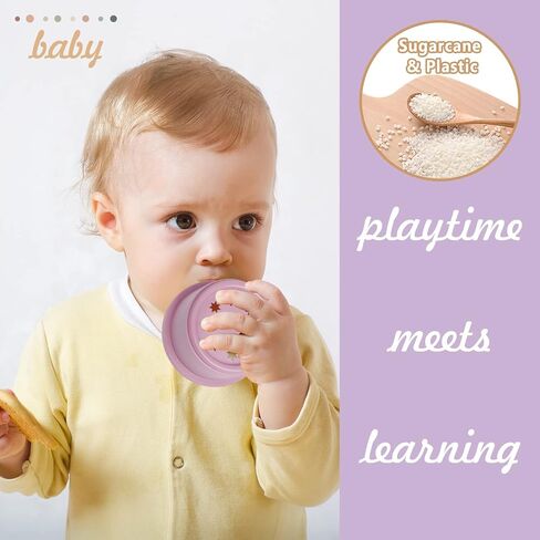 Baby Stacking Cup for Toddler 1-3, 8PCS Counting Nesting Measuring Cups Set, Stackable Bath Toy for 6-12 Months Kids, Educational Montessori Gift for Boys and Girls, Natural Sugarcane Cups for Rabbits in Saudi Arabia
