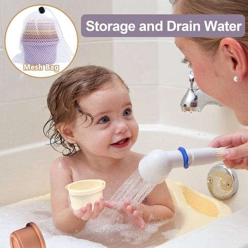 Baby Stacking Cup for Toddler 1-3, 8PCS Counting Nesting Measuring Cups Set, Stackable Bath Toy for 6-12 Months Kids, Educational Montessori Gift for Boys and Girls, Natural Sugarcane Cups for Rabbits in Saudi Arabia