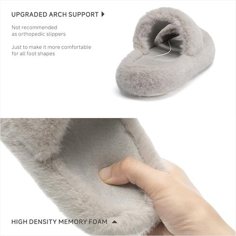 Chantomoo Women's Slippers Memory Foam Slippers for Women Fuzzy Comfy Faux Fur House Furry Indoor Open Two Bands Gift Slippers in Saudi Arabia
