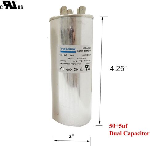 45+5 MFD 45/5 فائق التوهج 370 أو 440 فولت مكثف دائري مزدوج التشغيل PW-45/5/R لمكيف الهواء المكثف المستقيم البارد أو الحراري - مضمون لمدة 5 سنوات (45+5) in Kuwait