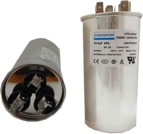 45+5 MFD 45/5 فائق التوهج 370 أو 440 فولت مكثف دائري مزدوج التشغيل PW-45/5/R لمكيف الهواء المكثف المستقيم البارد أو الحراري - مضمون لمدة 5 سنوات (45+5) in Kuwait