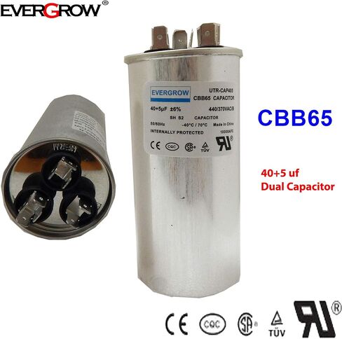 45+5 MFD 45/5 فائق التوهج 370 أو 440 فولت مكثف دائري مزدوج التشغيل PW-45/5/R لمكيف الهواء المكثف المستقيم البارد أو الحراري - مضمون لمدة 5 سنوات (45+5) in Kuwait