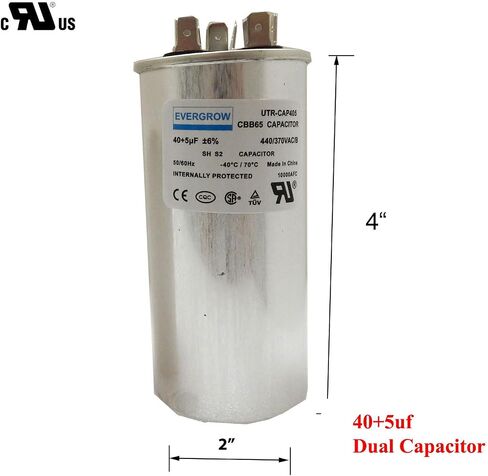 45+5 MFD 45/5 فائق التوهج 370 أو 440 فولت مكثف دائري مزدوج التشغيل PW-45/5/R لمكيف الهواء المكثف المستقيم البارد أو الحراري - مضمون لمدة 5 سنوات (45+5) in Kuwait