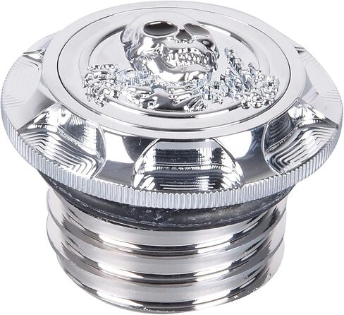 Goldfire Gas Cap for Harley Sportster Accessories, 3D Skull CNC Aluminum Fuel Gas Tank Oil Cap Compatible with Harley Sportster XL 1200 883 X48 Dyna, Non Vented (Chrome 1) in Saudi Arabia