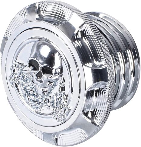 Goldfire Gas Cap for Harley Sportster Accessories, 3D Skull CNC Aluminum Fuel Gas Tank Oil Cap Compatible with Harley Sportster XL 1200 883 X48 Dyna, Non Vented (Chrome 1) in Saudi Arabia