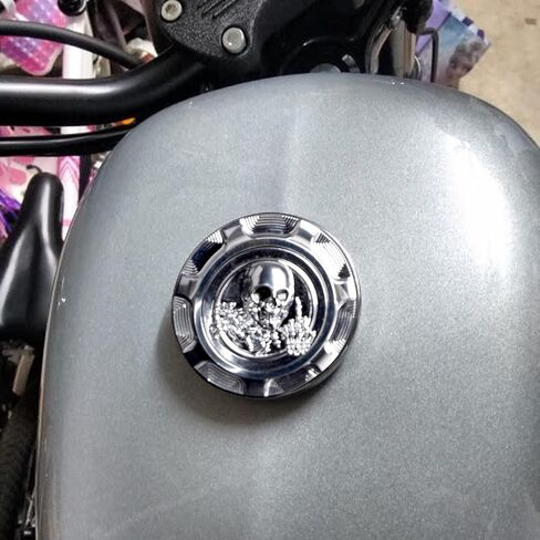 Goldfire Gas Cap for Harley Sportster Accessories, 3D Skull CNC Aluminum Fuel Gas Tank Oil Cap Compatible with Harley Sportster XL 1200 883 X48 Dyna, Non Vented (Chrome 1) in Saudi Arabia