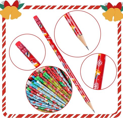 200 Pieces Christmas Scented Pencils Holiday HB Pencils Graphite Pencil Santa Claus,Snowflake,Penguin,HO Pencils with Fruit Elements for Christmas School Stationery Party Reward Supplies (200) in Saudi Arabia