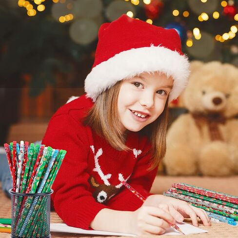 200 Pieces Christmas Scented Pencils Holiday HB Pencils Graphite Pencil Santa Claus,Snowflake,Penguin,HO Pencils with Fruit Elements for Christmas School Stationery Party Reward Supplies (200) in Saudi Arabia