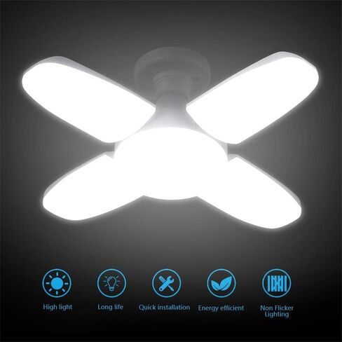 مصباح جراج LED، 500 وات يعادل 6500 كلفن، ضوء نهاري بارد أبيض منطقة LED، قاعدة متوسطة E26/E27، للفناء الخلفي لمستودع المصنع في الهواء الطلق وأكثر من ذلك، فائق السطوع in Kuwait