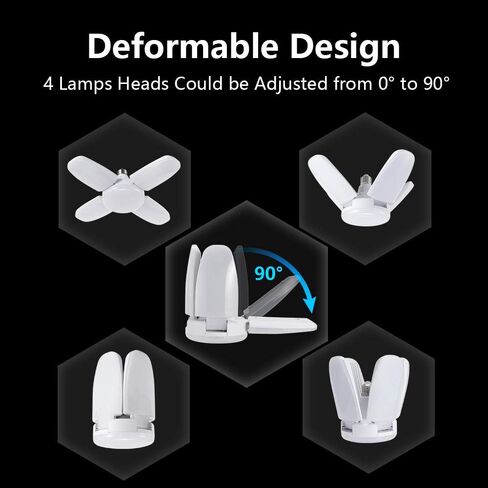 مصباح جراج LED، 500 وات يعادل 6500 كلفن، ضوء نهاري بارد أبيض منطقة LED، قاعدة متوسطة E26/E27، للفناء الخلفي لمستودع المصنع في الهواء الطلق وأكثر من ذلك، فائق السطوع in Kuwait