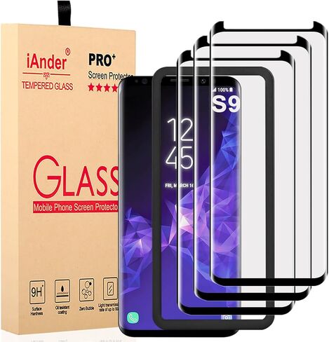 [3-PACK Galaxy S9 Screen Protector Glass [Easy Installation Tray], 3D Curved [Tempered Glass] Screen Protector for Galaxy S9 [Case Friendly] in Kuwait