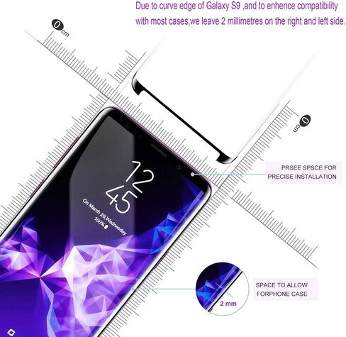[3-PACK Galaxy S9 Screen Protector Glass [Easy Installation Tray], 3D Curved [Tempered Glass] Screen Protector for Galaxy S9 [Case Friendly] in Kuwait