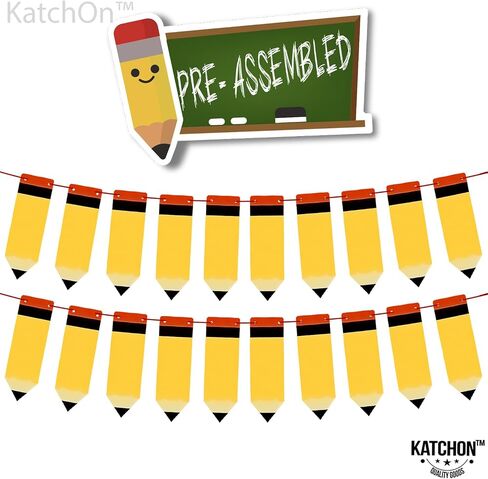 KatchOn، لافتة أقلام رصاص من اللباد للعودة إلى المدرسة - كبيرة، 10 أقدام، بدون DIY | شعار العودة إلى المدرسة | مرحبًا بكم في ديكورات الفصول الدراسية للمدرسة | إكليل قلم رصاص لتزيين اليوم الأول للمدرسة in Saudi Arabia