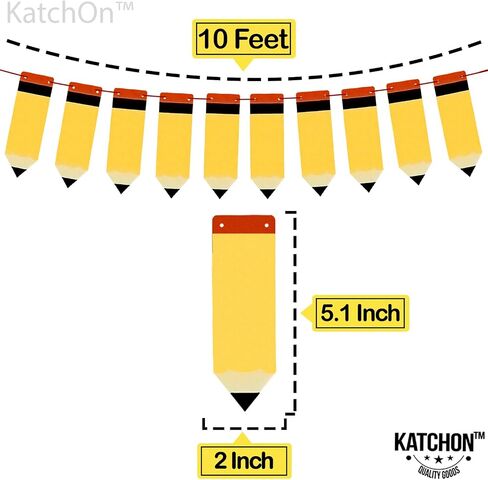 KatchOn، لافتة أقلام رصاص من اللباد للعودة إلى المدرسة - كبيرة، 10 أقدام، بدون DIY | شعار العودة إلى المدرسة | مرحبًا بكم في ديكورات الفصول الدراسية للمدرسة | إكليل قلم رصاص لتزيين اليوم الأول للمدرسة in Saudi Arabia