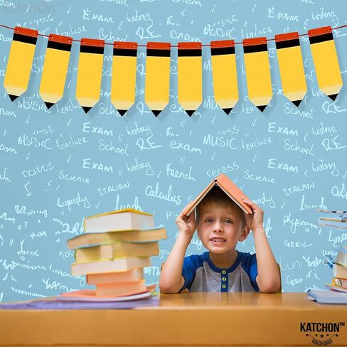 KatchOn، لافتة أقلام رصاص من اللباد للعودة إلى المدرسة - كبيرة، 10 أقدام، بدون DIY | شعار العودة إلى المدرسة | مرحبًا بكم في ديكورات الفصول الدراسية للمدرسة | إكليل قلم رصاص لتزيين اليوم الأول للمدرسة in Saudi Arabia