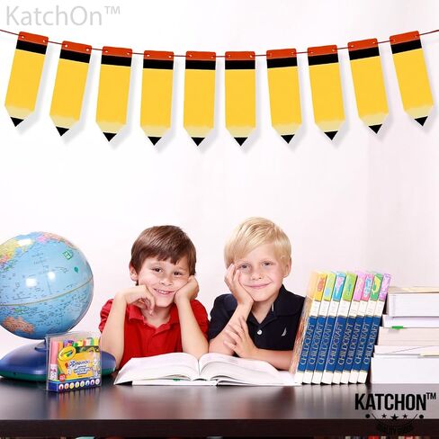 KatchOn، لافتة أقلام رصاص من اللباد للعودة إلى المدرسة - كبيرة، 10 أقدام، بدون DIY | شعار العودة إلى المدرسة | مرحبًا بكم في ديكورات الفصول الدراسية للمدرسة | إكليل قلم رصاص لتزيين اليوم الأول للمدرسة in Saudi Arabia