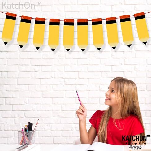 KatchOn، لافتة أقلام رصاص من اللباد للعودة إلى المدرسة - كبيرة، 10 أقدام، بدون DIY | شعار العودة إلى المدرسة | مرحبًا بكم في ديكورات الفصول الدراسية للمدرسة | إكليل قلم رصاص لتزيين اليوم الأول للمدرسة in Saudi Arabia