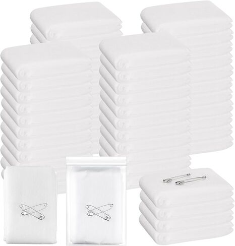 Saillong 50 Pieces Triangular Bandage with 2 Safety Pins Large Triangle Bandage Bulk Triangular Cravat Bandage Non Woven Cotton Splint Bandage, 40'' x 40'' x 56'', White in Kuwait