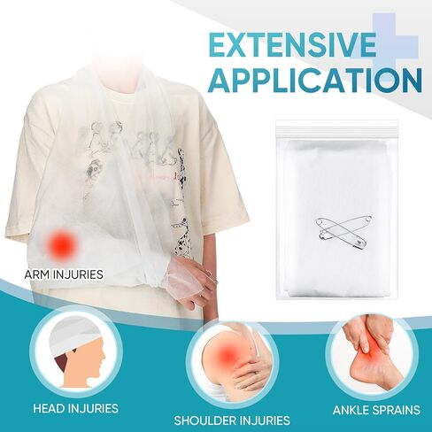 Saillong 50 Pieces Triangular Bandage with 2 Safety Pins Large Triangle Bandage Bulk Triangular Cravat Bandage Non Woven Cotton Splint Bandage, 40'' x 40'' x 56'', White in Kuwait