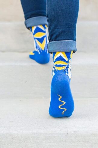 Sock Religious Our Lady of Grace Cobalt Blue and Yellow Men's and Women's One Size Fits Most Polyester Blend Catholic Inspirational Fun Crew Socks, Adult in Kuwait