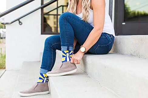 Sock Religious Our Lady of Grace Cobalt Blue and Yellow Men's and Women's One Size Fits Most Polyester Blend Catholic Inspirational Fun Crew Socks, Adult in Kuwait